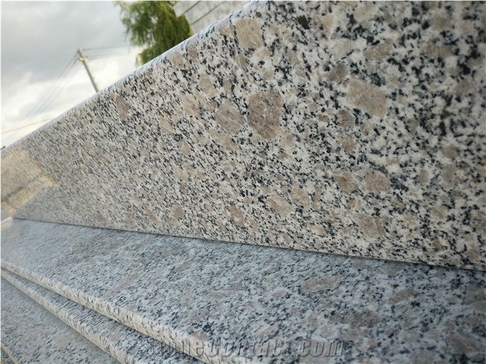 Pearl Flower Granite,China Pink Granite,G383 Granite Stair & Riser,Zhaoyuan Pearl Flower Granite