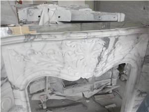 Arabescato White Marble Fireplace Mantel,Inner Decoration,Hand Carve Flower Sculptured Fireplace