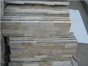 Beige Slate Yellow Rectangle Nature Cultured Stone Panel,Wall Panel,Ledge Stone,Veneer,Stacked Stone for Wall Cladding ,Decorative Format Tile
