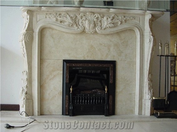 China Beige Marble Fireplace,Inner Decoration,Hand Carve Fireplace