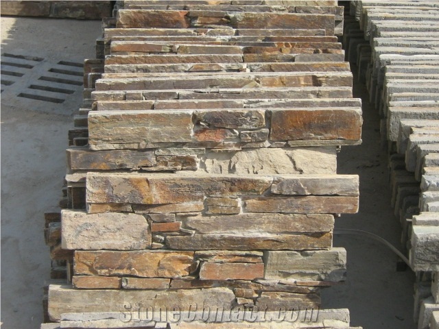 China Multicolor Slate Culture Stone,Stone Wall Cladding,Rustic Slate Ledges,Rusty Slate Culture Stone