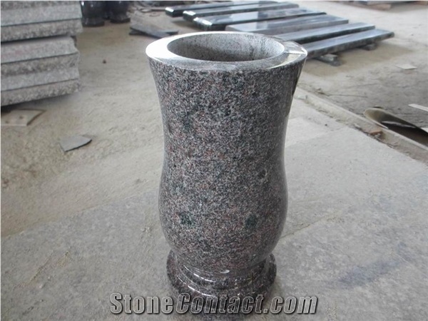 Granite Polished Monumental Vases/ Granite Polished Round Monumental Vases/ Granite Tombstone Vases/Granite Memorial Vases/Natural Stone Funeral Vase