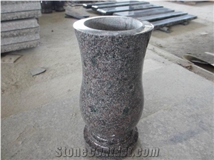 Granite Polished Monumental Vases/ Granite Polished Round Monumental Vases/ Granite Tombstone Vases/Granite Memorial Vases/Natural Stone Funeral Vase