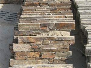 Hebei Rusty Slate Culture Stone,Z Shape Cultured Stone Veneer,Stacked Stone,Stone Veneers, Slate Ledge Stone Wall Cladding,China Multicolor Slate Ledgestone