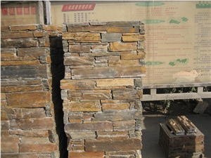 Hebei Rusty Slate Culture Stone,Z Shape Cultured Stone Veneer,Stacked Stone,Stone Veneers, Slate Ledge Stone Wall Cladding,China Multicolor Slate Ledgestone