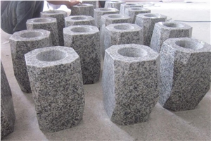 Light Grey G603 Granite Polished Monumental Vases/Bally White Granite Polished Round Monumental Vases/Jinjiang White Granite Tombstone Vases/Granite Memorial Vases/Natural Stone Funeral Vase