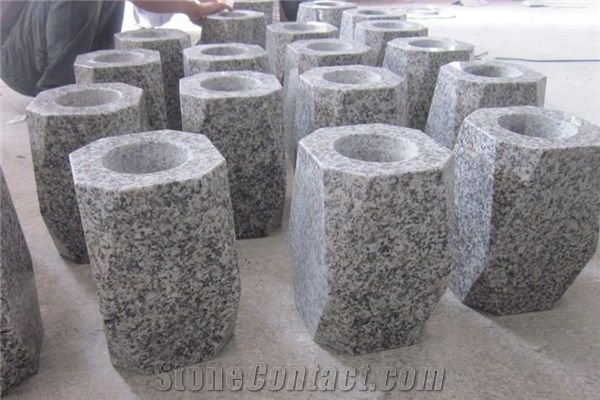 Light Grey G603 Granite Polished Monumental Vases Bally White