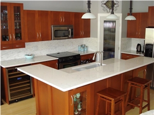 Pure White Quartz Kitchen Countertops/Pure White Quartz Kithen Island Top/Pure White Engineered Quartz Bar Tops