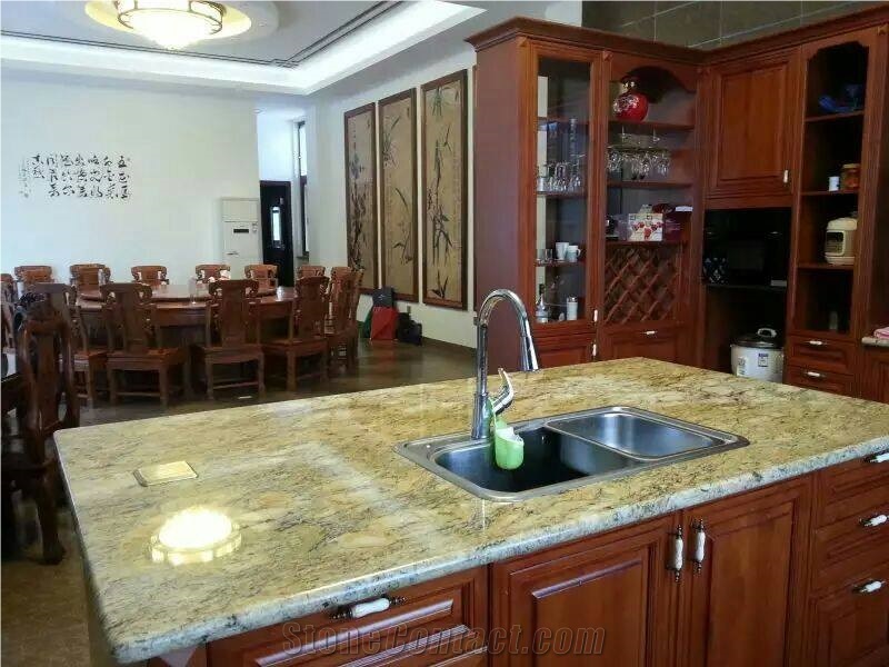 Santa Cecilia Countertops Santa Cecilia Yellow Granite Kitchen