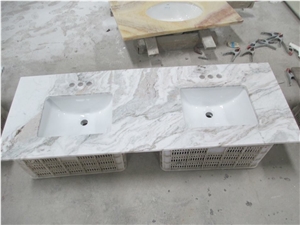 Snow White Marble Vanity Tops, Italy White Marble Bath Top, Grey Veins White Marble Countertops