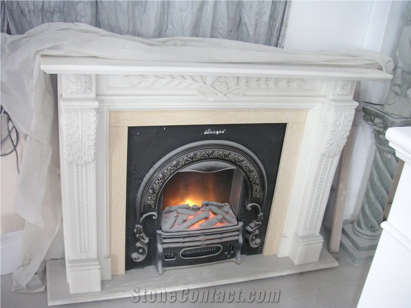 White Marble Fireplace Mantel,Modern Fireplace Mantel,Stone Fireplace Mantel