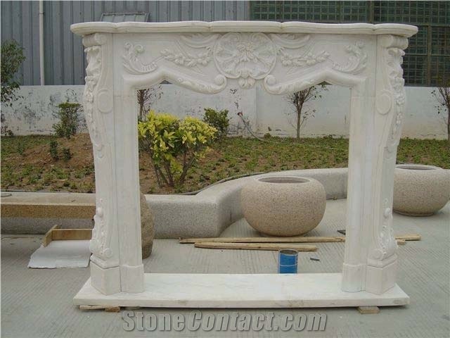 White Marble Fireplace Mantel,Modern Fireplace Mantel,Stone Fireplace Mantel