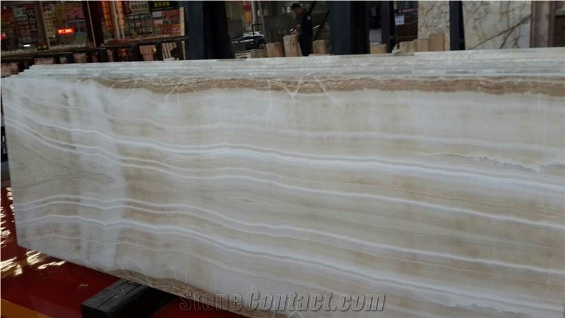 White Wood Grain Onyx Slabs & Tiles,Jade Slab and Tile,White Beige Wood Vein Onyx