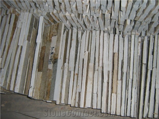 Yellow Beige Slate Cultured Stone, Wall Cladding, Cheap Chinese Wall Stone Panel