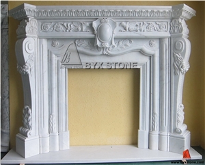 White Marble Stone Fireplace Mantel for Indoor Usage