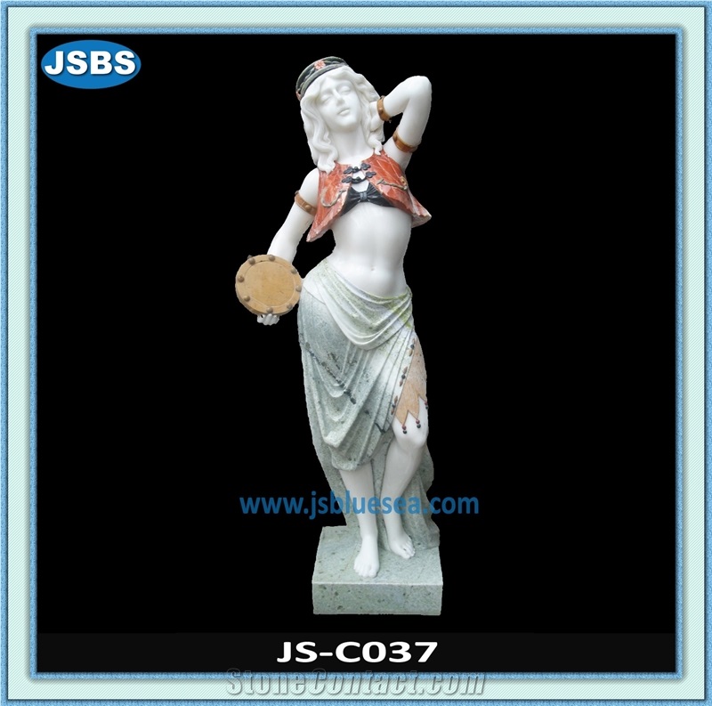 Coral Red Marble Sculpture & Statue, Human Sculptures