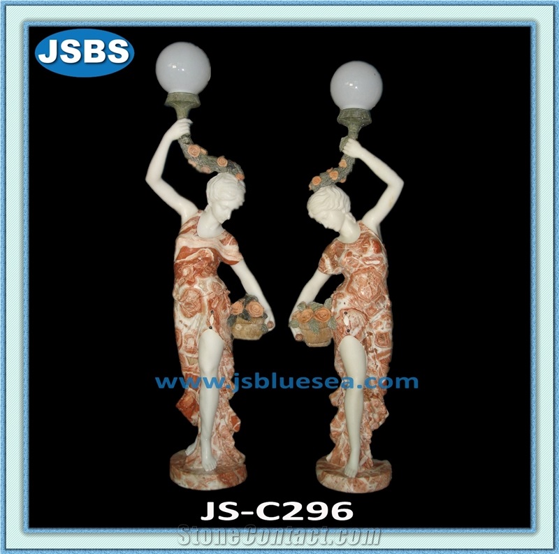 Coral Red Marble Sculpture & Statue, Human Sculptures