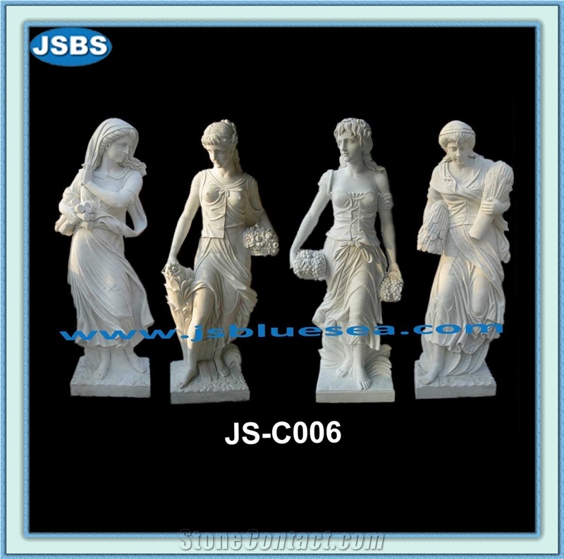 Four Seasons Statues, Hunan White Marble Human Sculptures
