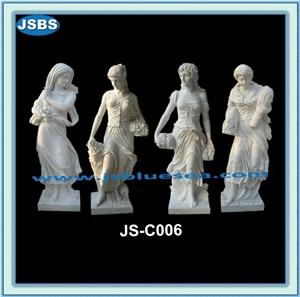Four Seasons Statues, Hunan White Marble Human Sculptures