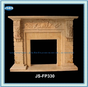 White Modern Marble Fireplace, Sculptured Fireplace
