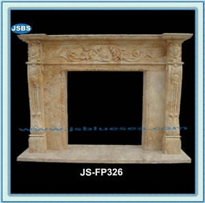 White Modern Marble Fireplace, Sculptured Fireplace
