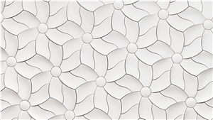 Artificial Stone White 3d Flower Shaped Hotel Lobby Design Wall Reliefs, Laser Engravings