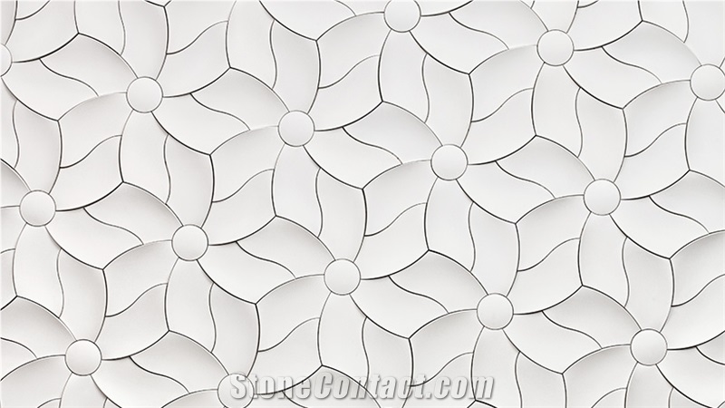 Artificial Stone White Marble Cut to Size Shaped 3d Walling Relief