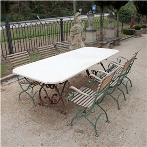 Beige Limestone Simple Design Tabletops,Botticino Classic Coral Stone Table Street Exterior Furniture