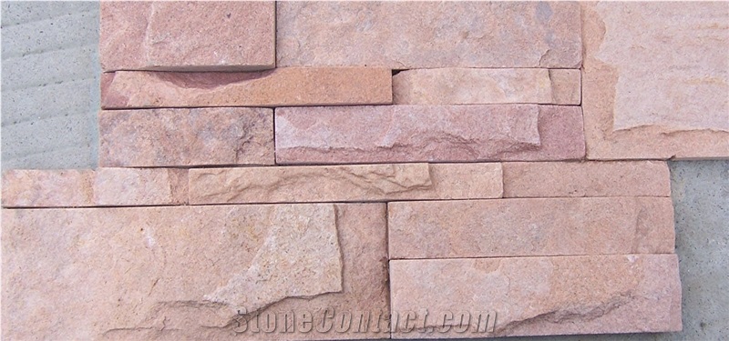China Red Rosso Sandstone Split Face Mushroom Stone Wall Cladding Exterior Walling Panel