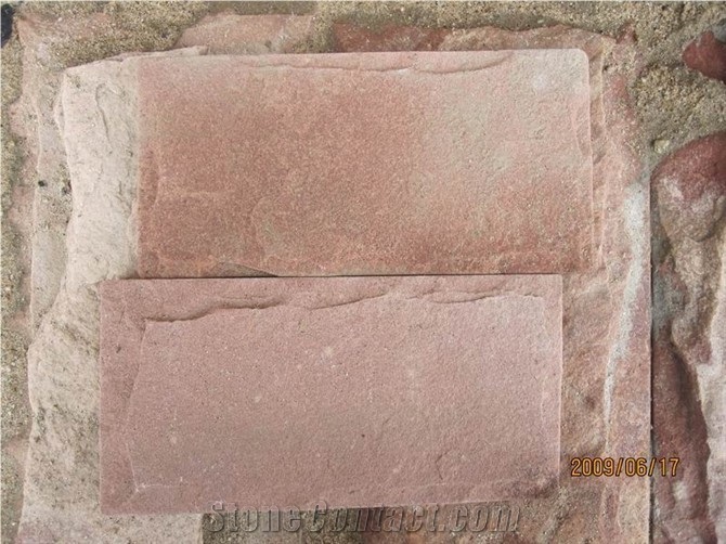 China Red Sandstone Mushroom Surface Stone for Wall Covering Panel Stone