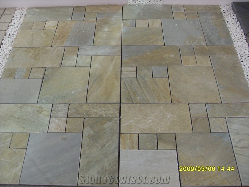 China Rust Yellow Slate Paver Patterns Exterior Garden Stepping Pavements Patio Garden Stepping Pavements
