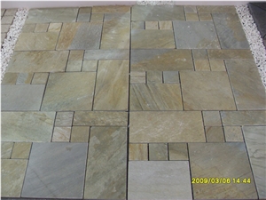 China Rust Yellow Slate Paver Patterns Exterior Garden Stepping Pavements Patio