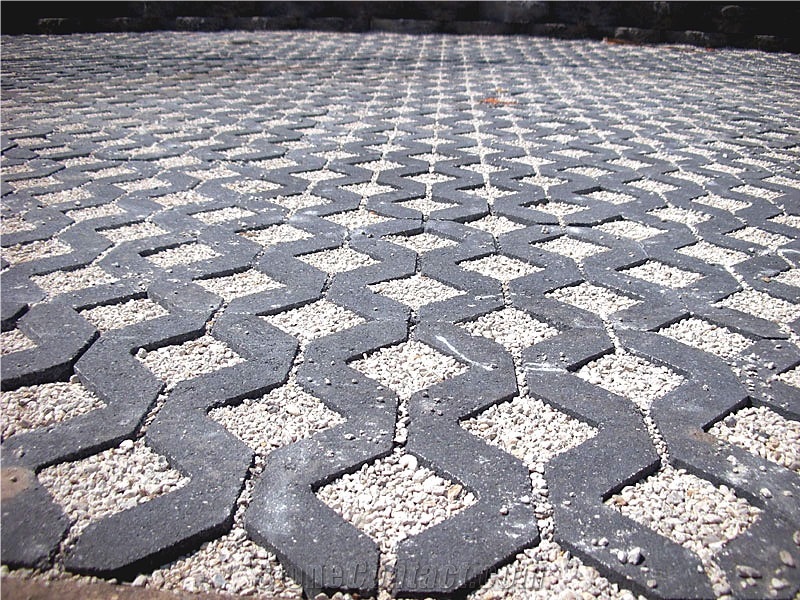 Hainan Black Basalt Brick Pavers Flooring Garden Pattern Stepping