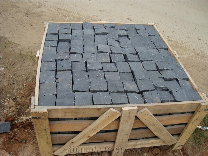 Hainan Black Basalt Brick Pavers Flooring Garden Pattern Stepping Exterior Pattern