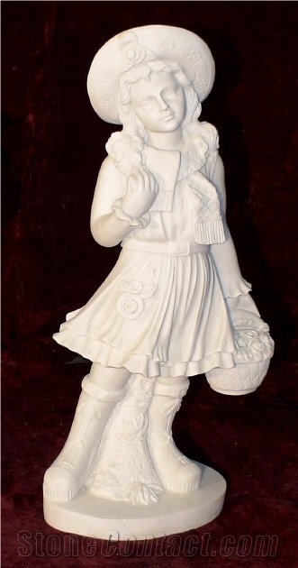 Pure White Marble Western Gril Children Human Handcarved