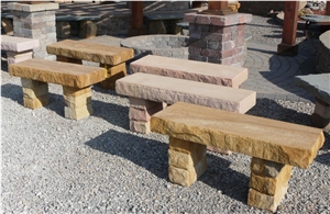 Scenery Snadstone Long Patio Benches for Garden Decoration Outside,Exterior Street Furniture