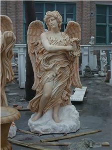 Western Style Wanxia Red Marble Human Angel Handcarved Sculptures,Statues for Garden