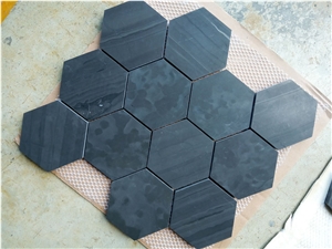 Natural Stone Mosaic, Black Marble Basketweave Mosaic