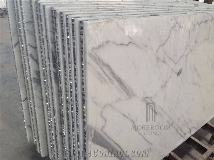 Big Size Aluminium Honeycomb Calacatta White Laminated Marble