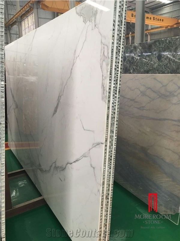 Big Size Thin Laminated Calacatta Carrara Marble Panel Wall Covering