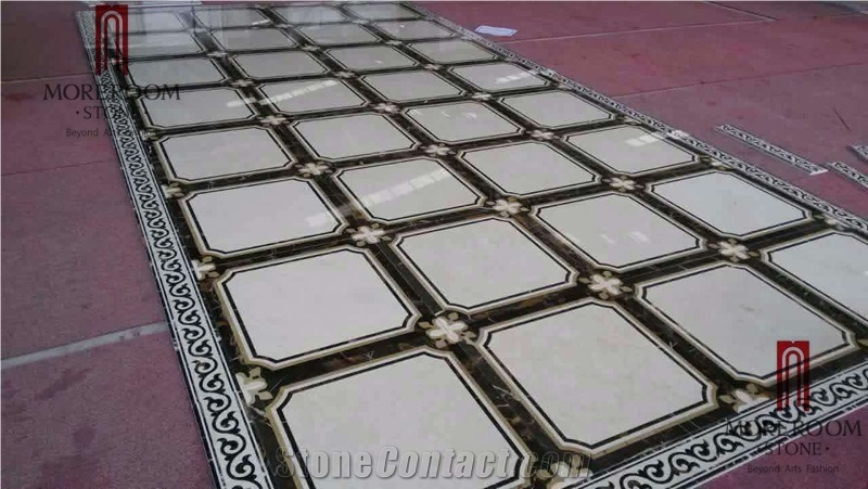 Chinese Style Square Pattern Design Waterjet Composite Marble Tile Italian Marble Tile