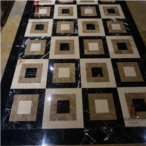 Classical Square Pattern Waterjet Marble Mosaic Tile Composite Marble Tile 600x600