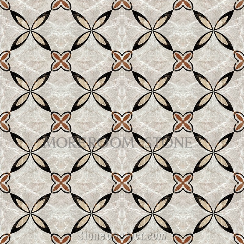 Cream Marfill Marble Waterjet Laminate Tiles
