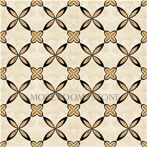 Cream Marfill Marble Waterjet Laminate Tiles