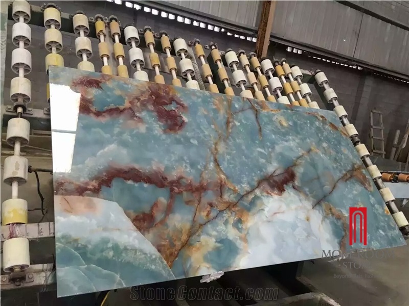 Hot Sale Natural Polished Blue Onyx Slab Price, Blue Onyx Wall/Floor Tiles