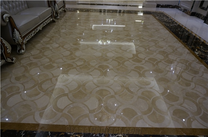 Lantern Pattern Design Waterjet Composite Marble Tile Polished Faux Marble Tile