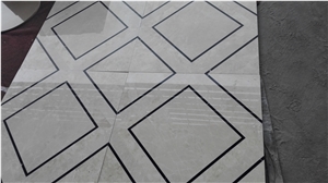 White Marble Tile with White Veins Pattern Italian Marble Tile Composite Marble Tile Waterjet Laminate Tiles
