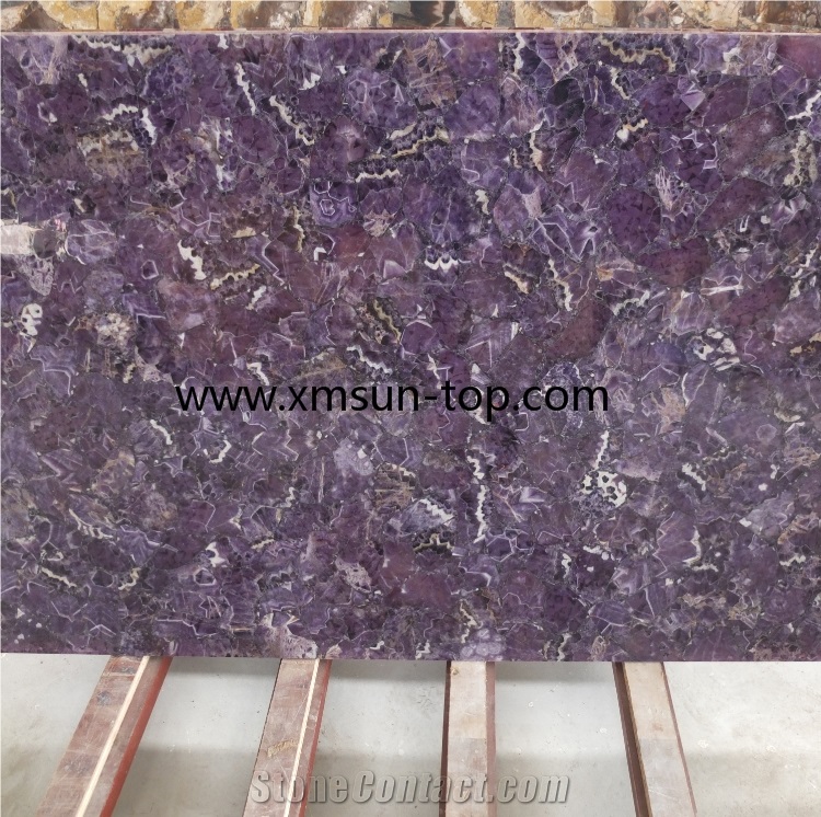 Amethyst Semiprecious Slabs, Lilac Grystal Semi-Precious Stone Tiles, Purple Crystal Stone Panels, Semi Precious Stone Slab, Violet Crystal Gemstone Slab, Luxury Material, Interior Decoration