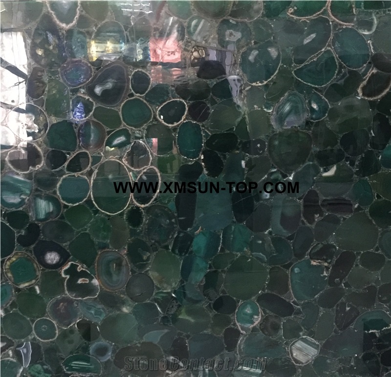 Azure Green Agate Semiprecious Stone Slab/Luxury Dark Green Semi-Precious Stone/Semi Precious Stone Slab for Wall Cladding&Flooring/Semi-Precious Stone Panel/Interior Decoration