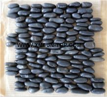 Black and Dark Grey Standing Pebble Mosaic Tile /Natural River Stone Mosaic for Wall Coveing&Flooring/Pebble Mosaic in Mesh/Stacked Pebble Mosaic/Pebble Mosaic for Bathroom&Kitchen/Interior Decoration